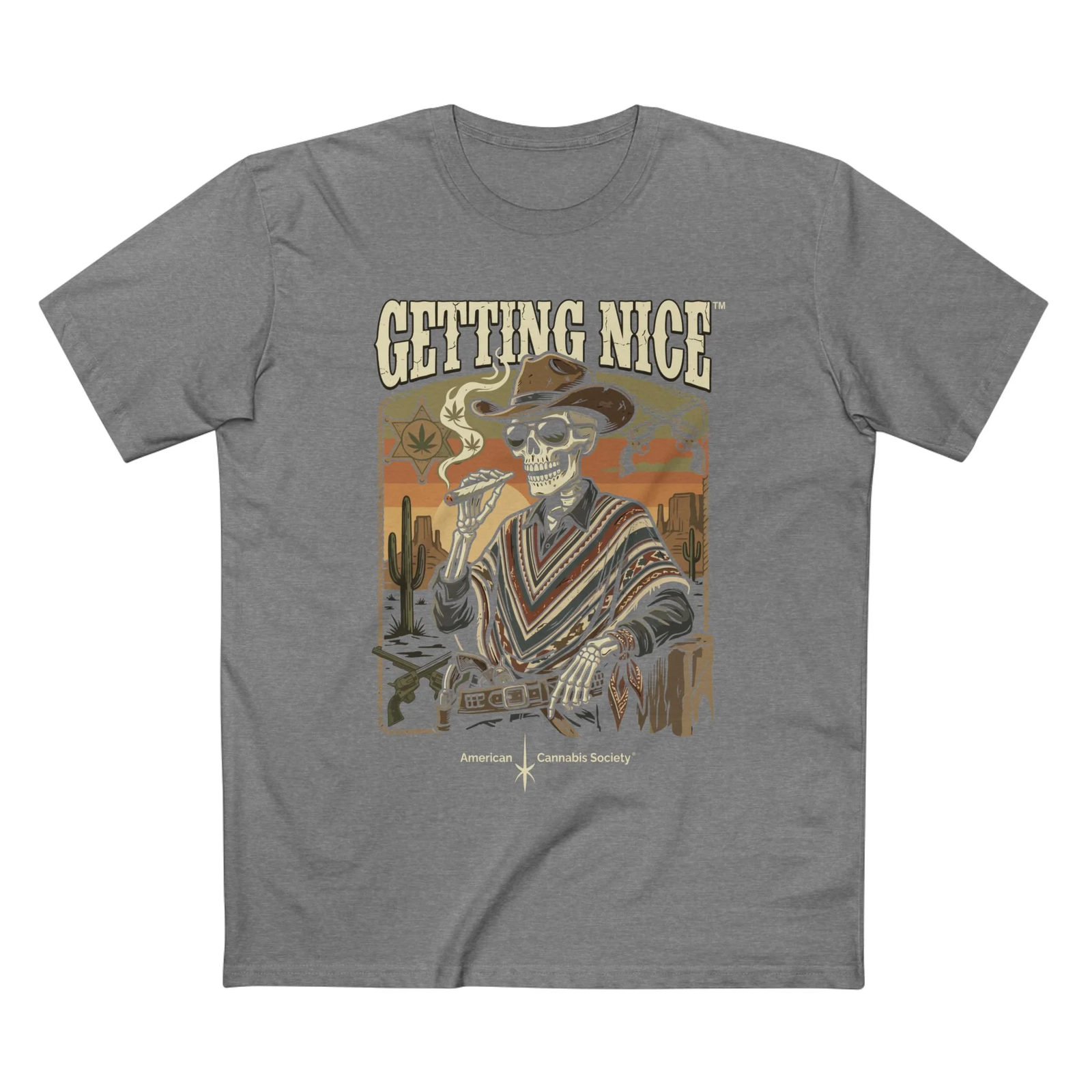 Getting Nice cannabis t-shirt featuring American Cannabis Society community branding