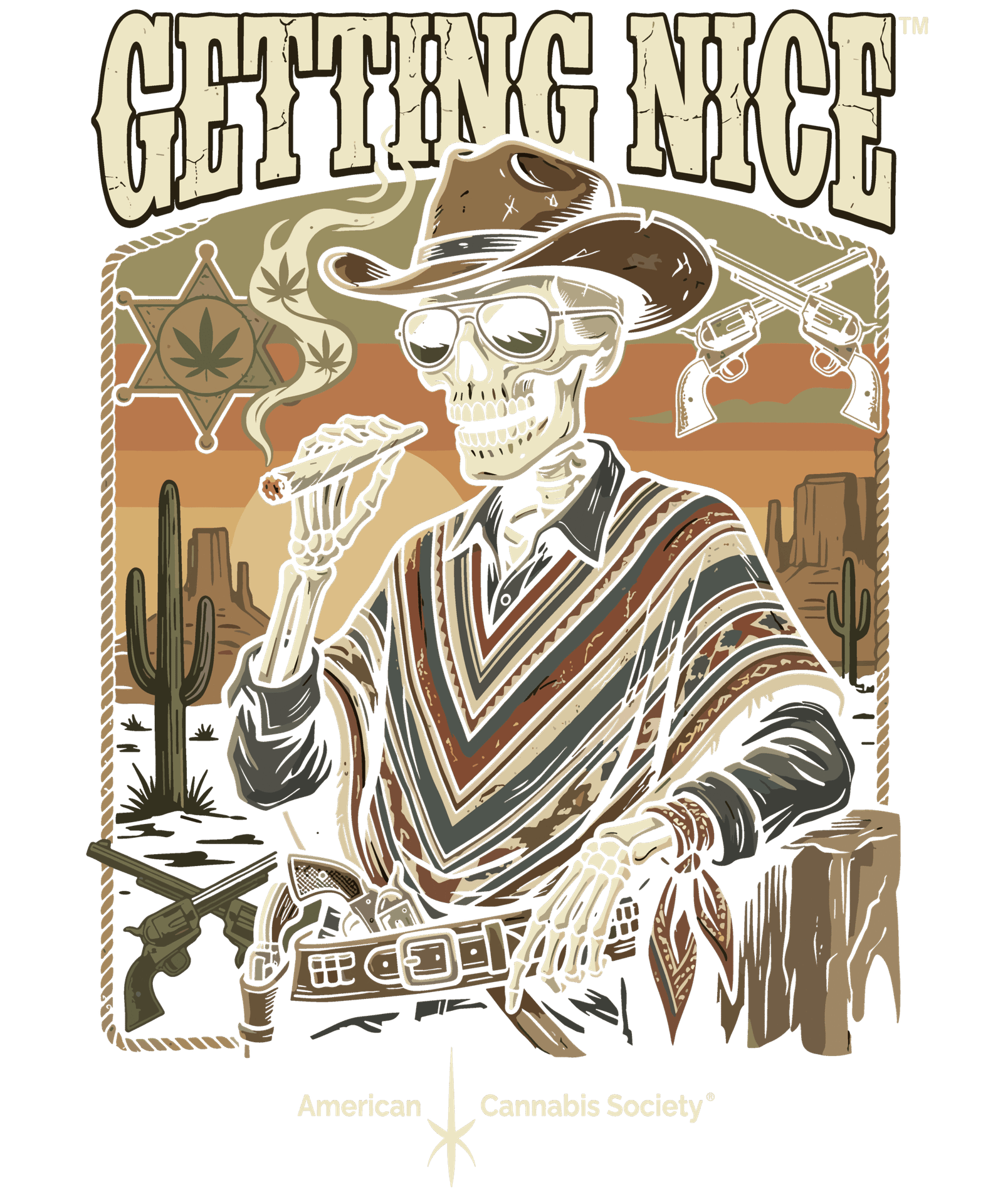 Best THC in Prairie du Sac at GreenRX&trade; dispensary - Getting Nice cannabis cowboy artwork